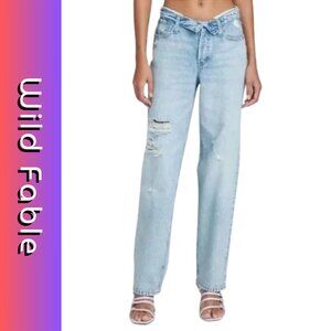 Wild Fable Light Wash High-Rise Foldover Straight Jeans